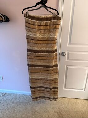 Striped Knit Maxi Skirt in Beige and Brown